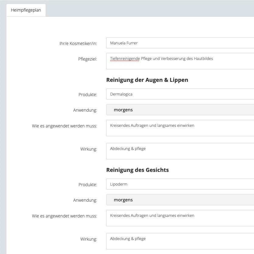 Kunden-Ansicht für Kundenformulare