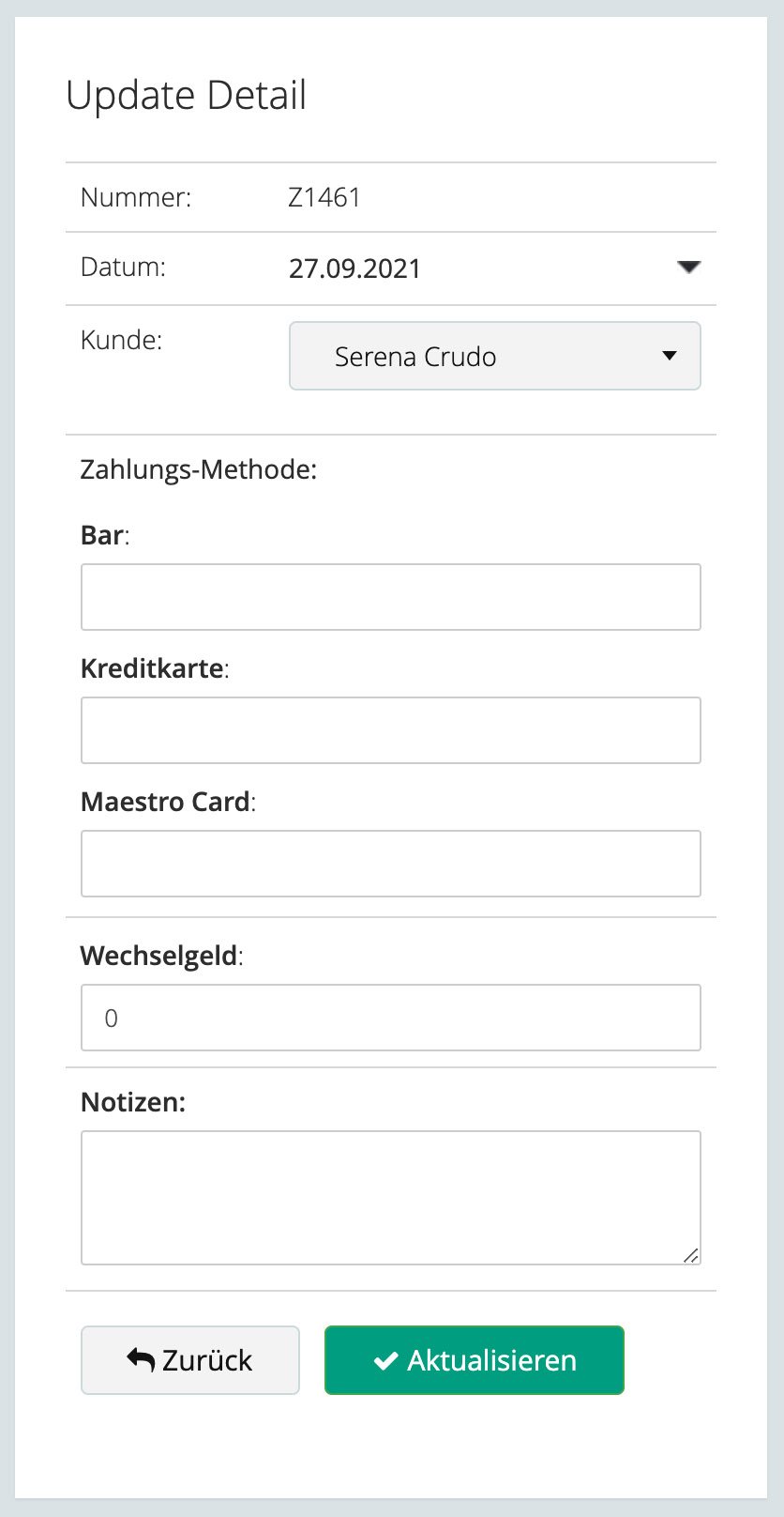 Abgeschlossene Zahlungen bearbeiten