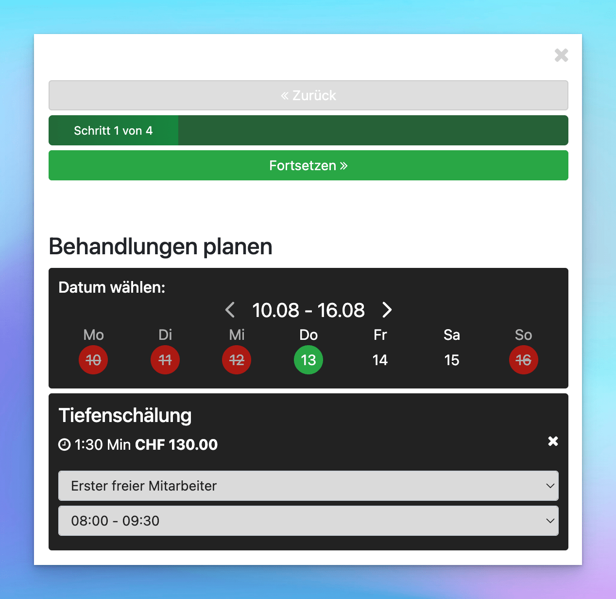 Verbessertes Design für Kunden im Online-Booking